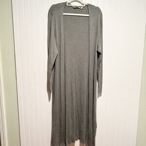 Soft Surroundings Gray Ribbed Longline Duster Cardigan Plus Size 1X